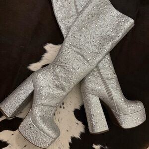 Silver Women's Platform Boots